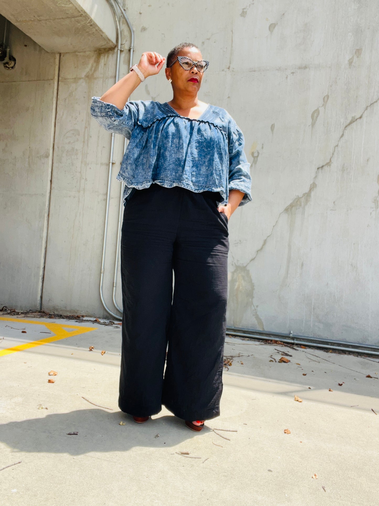 LOVE DENIM LONG SLEEVE BLOUSE