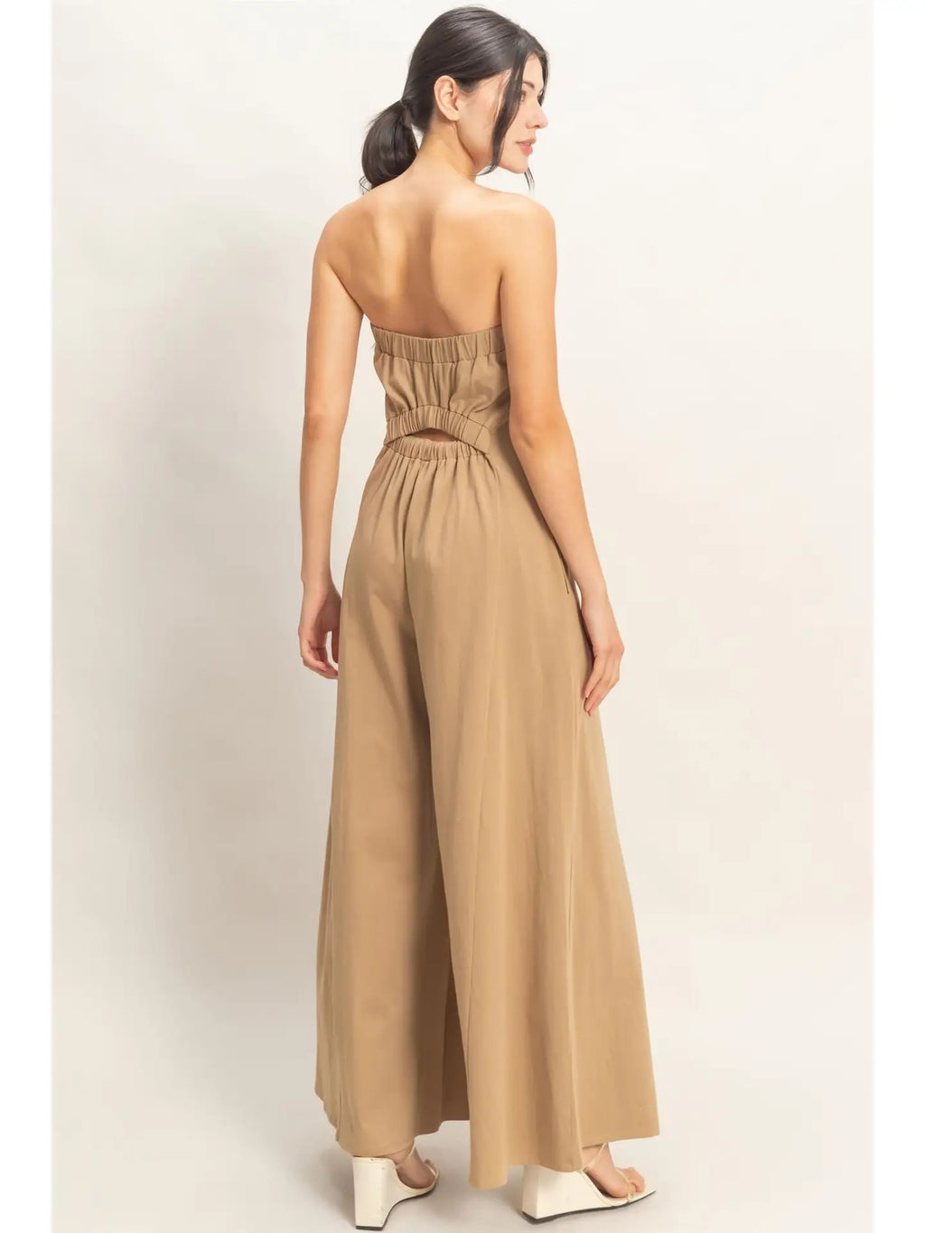 STRAPLESS WIDE-LEG JUMPSUIT