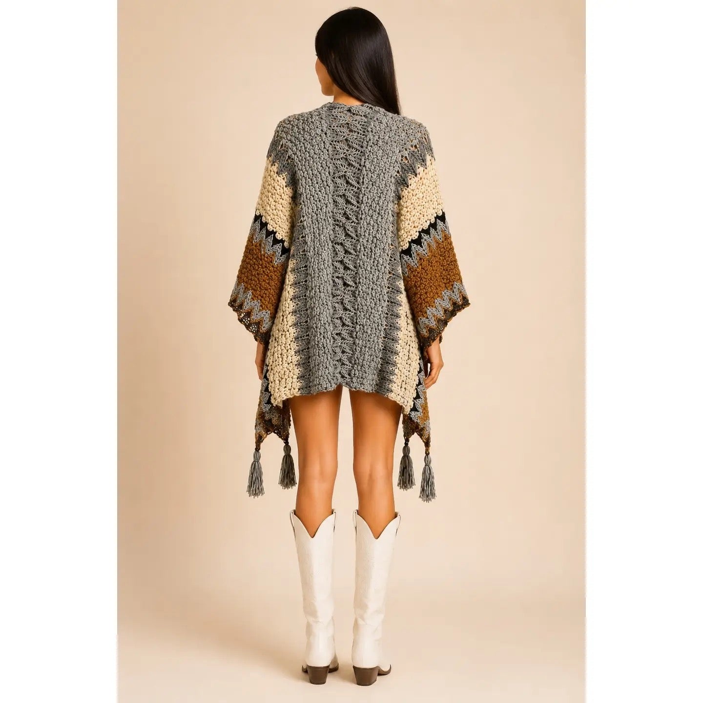 BOHO MULTICOLOR PONCHO CARDIGAN