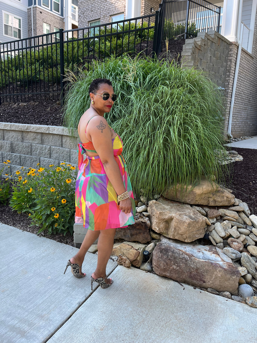 SPAGHETTI STRAP TIE BACK DRESS