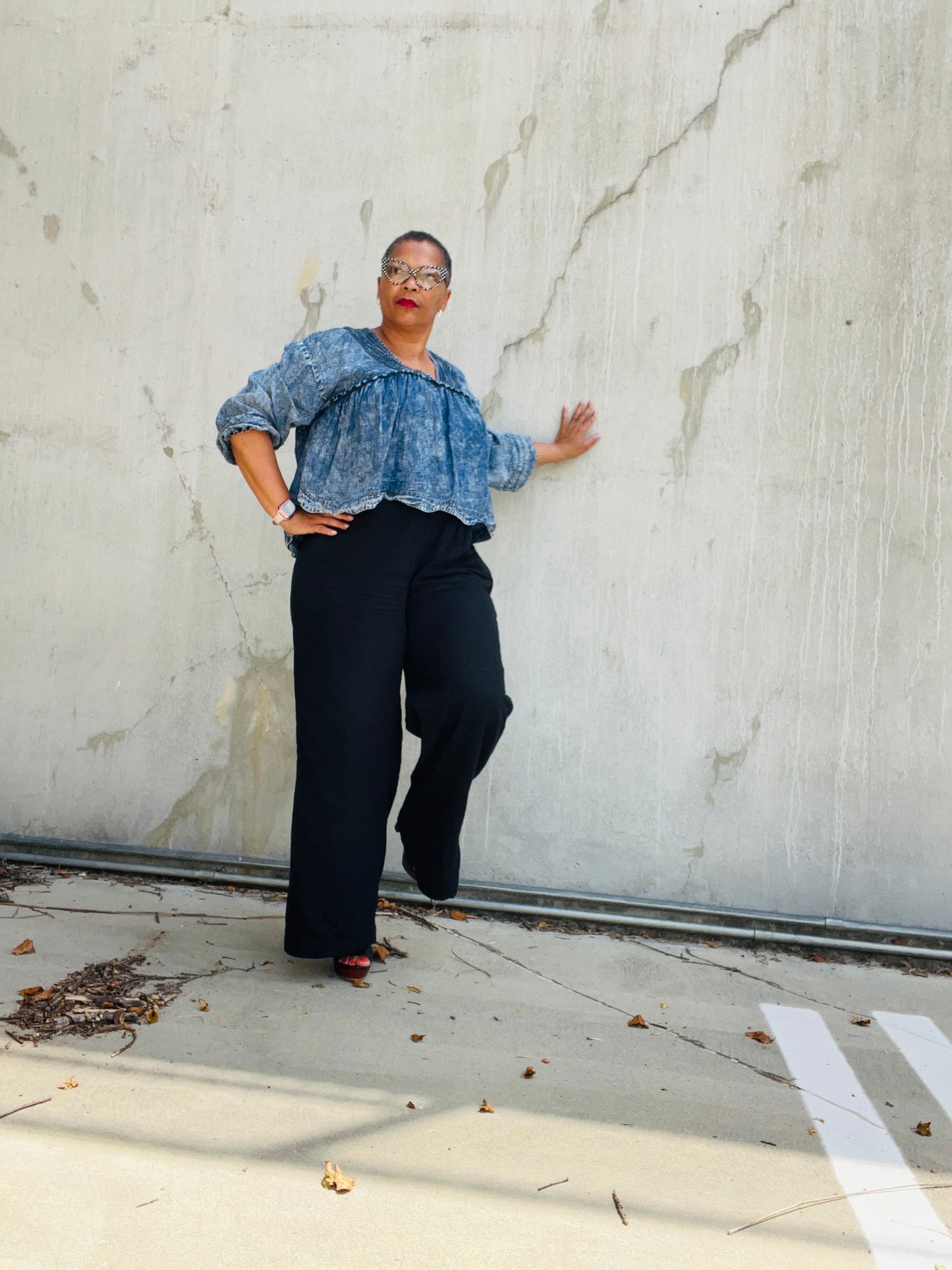 LOVE DENIM LONG SLEEVE BLOUSE