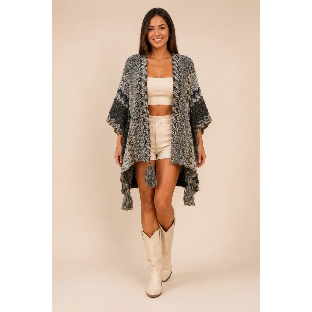BOHO MULTICOLOR PONCHO CARDIGAN