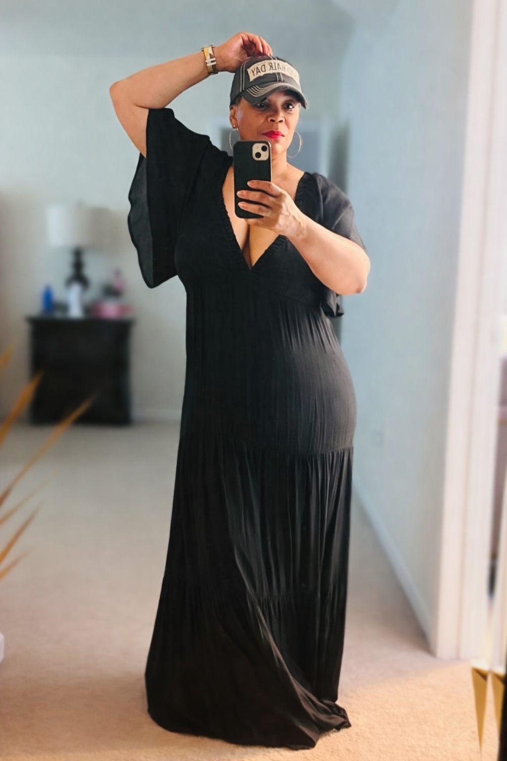 FLOWY SLEEVE TIERED MAXI DRESS