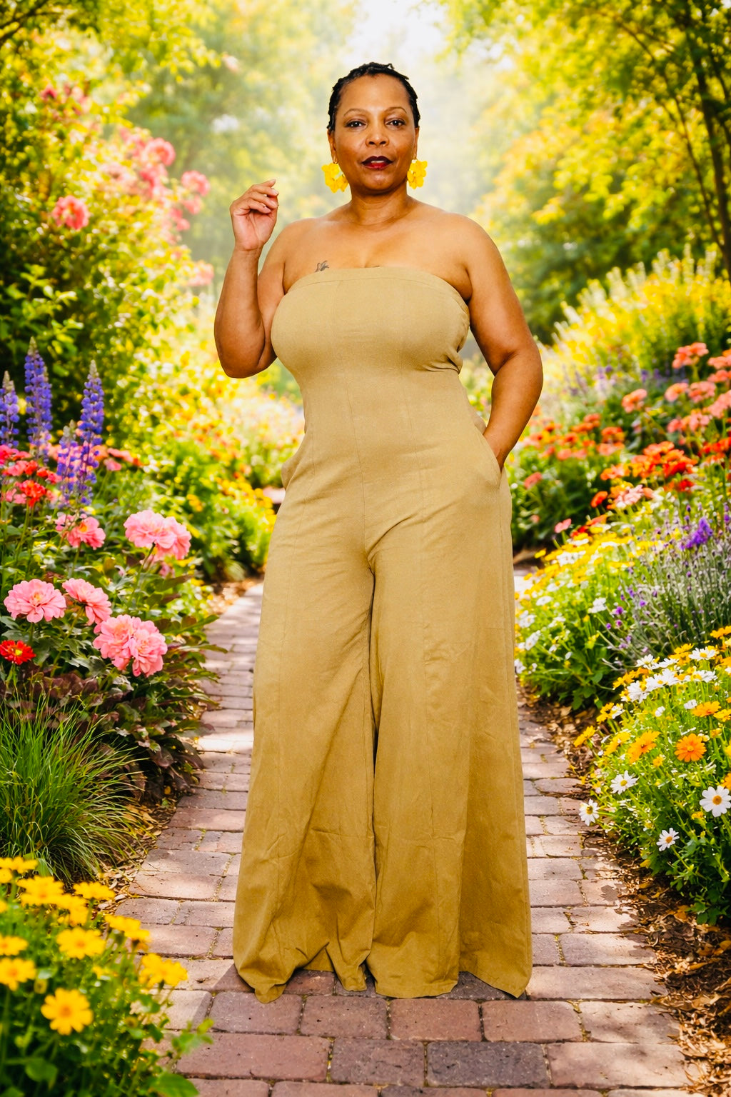 STRAPLESS WIDE-LEG JUMPSUIT