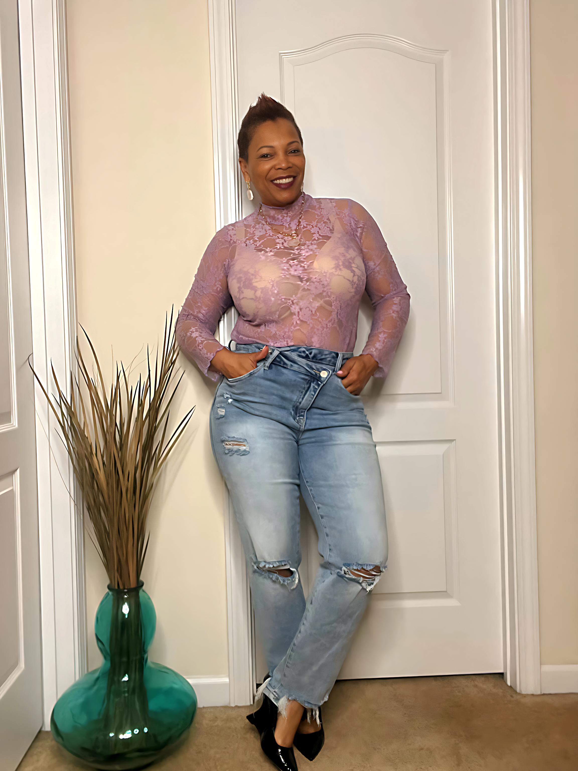 FLORAL PRINT LACE TOP