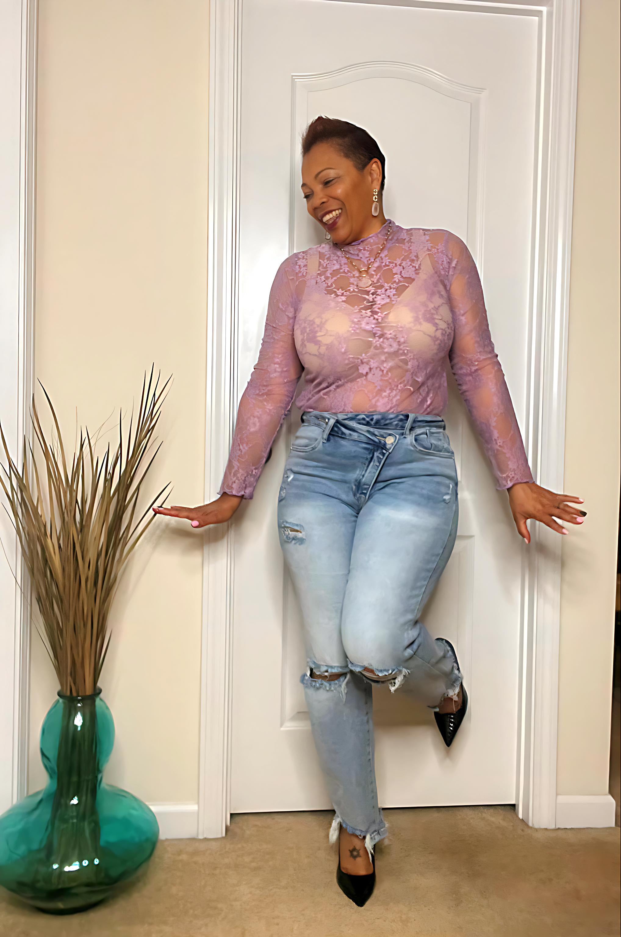 FLORAL PRINT LACE TOP