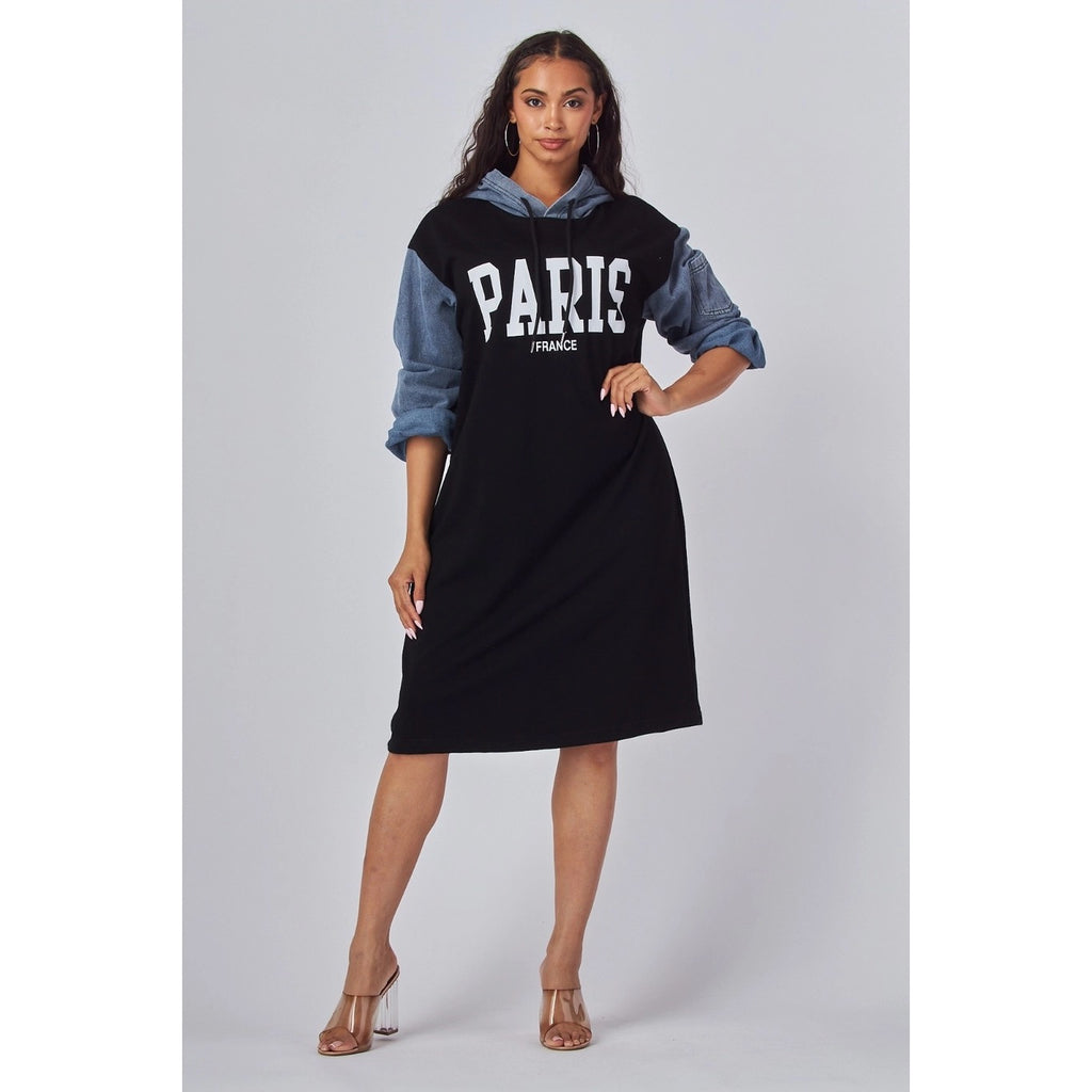 PARISIAN STREET HOODED DRESS