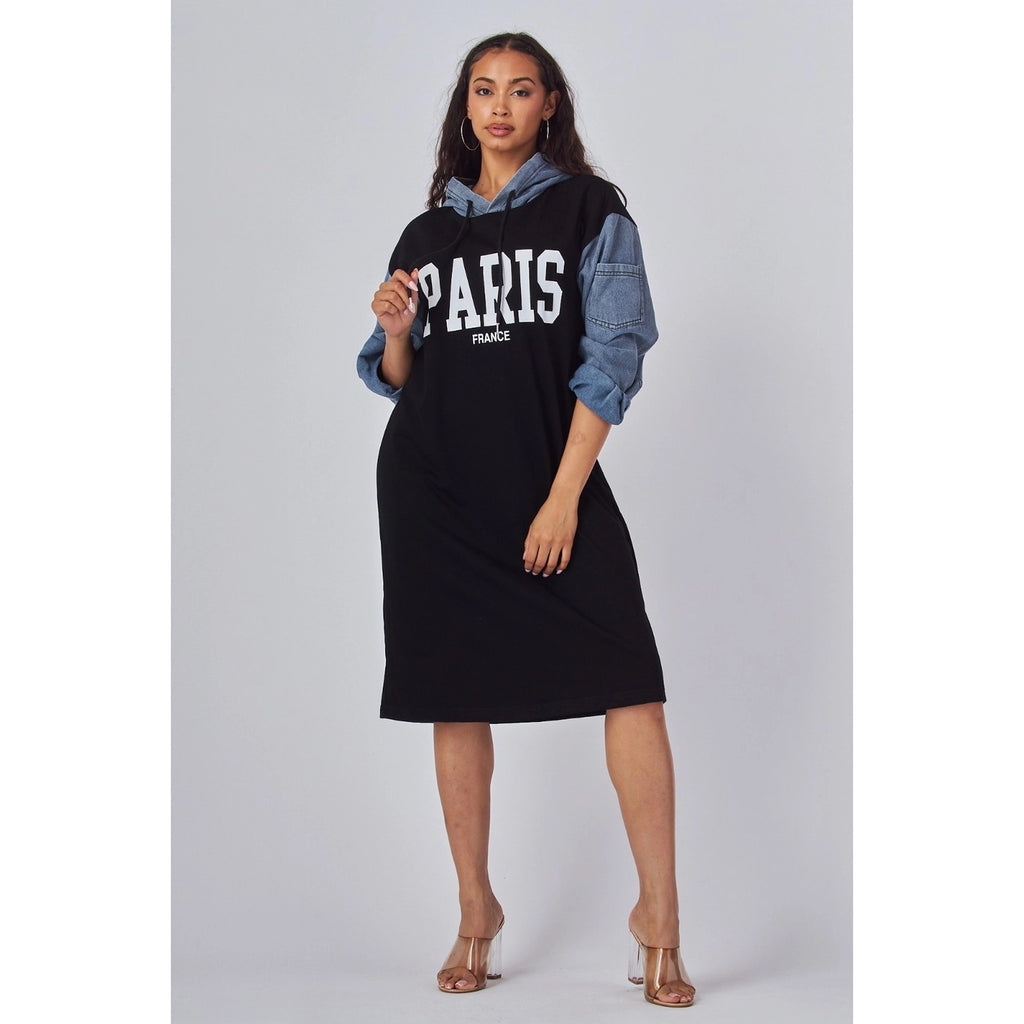 PARISIAN STREET HOODED DRESS