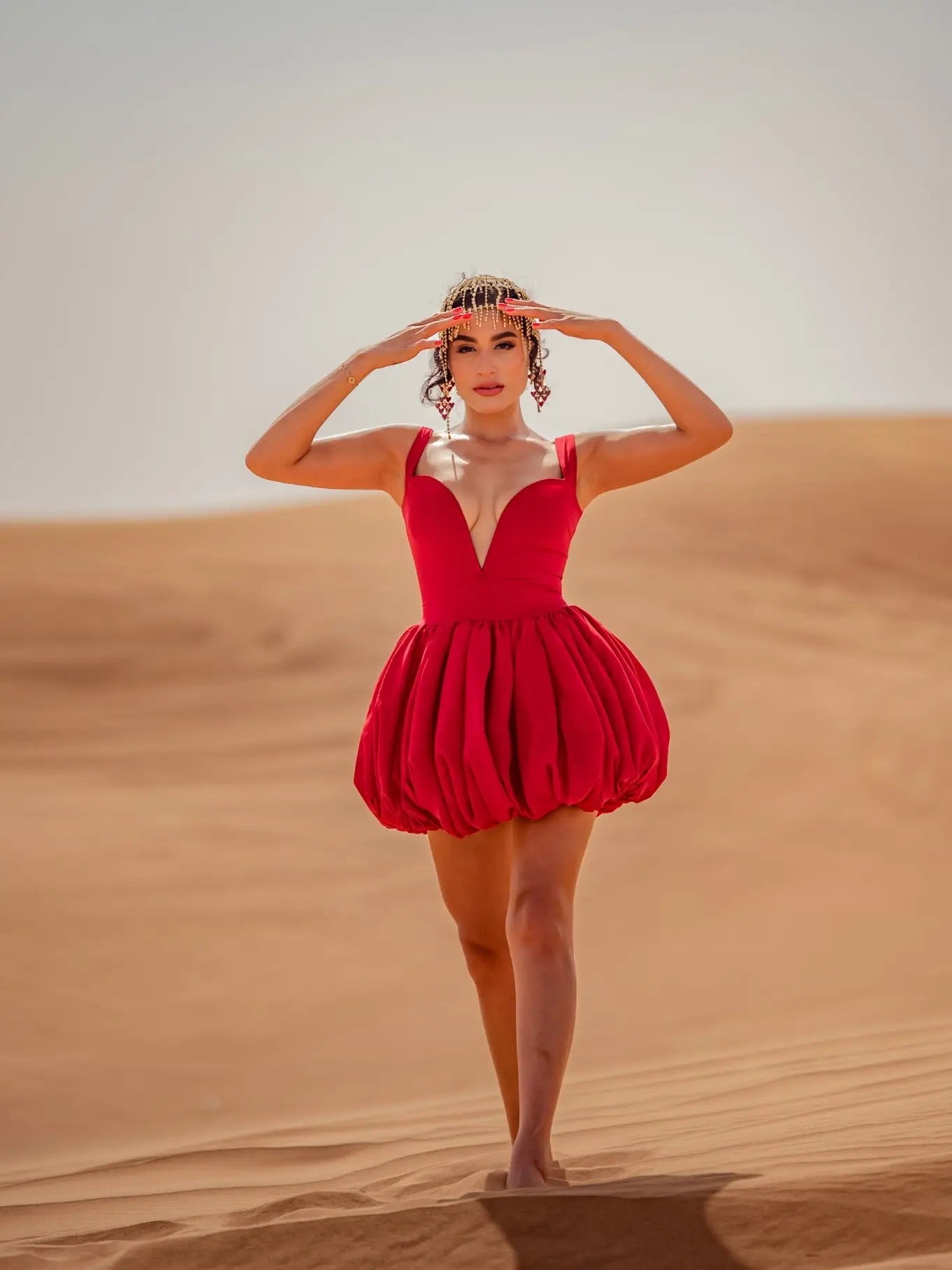 RED in the DESERT BUBBLE DRESS