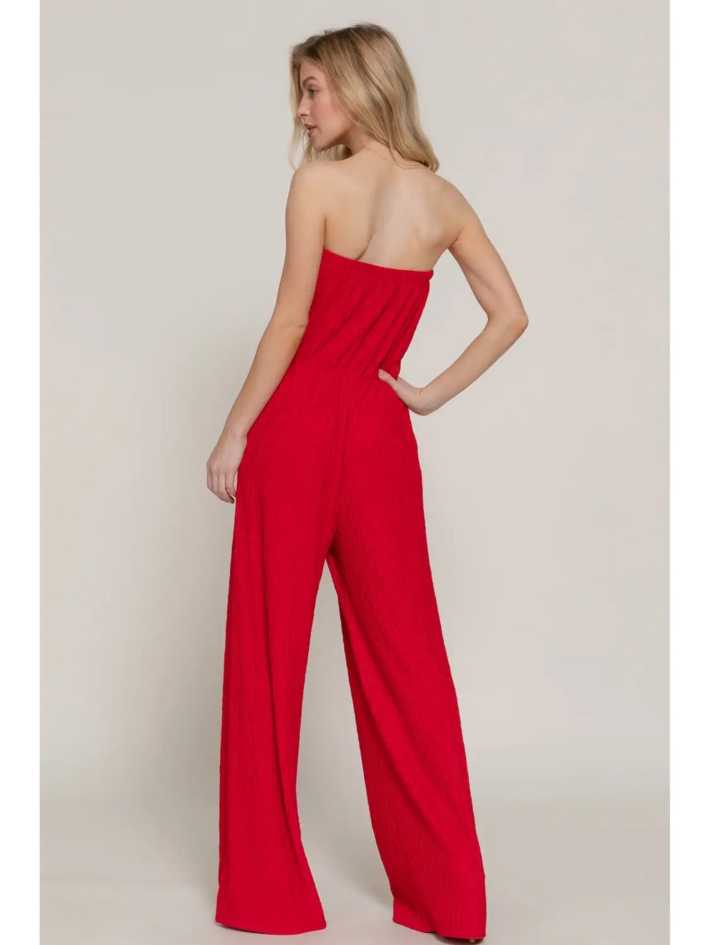 CRINKLE KNIT TUBE JUMPSUIT