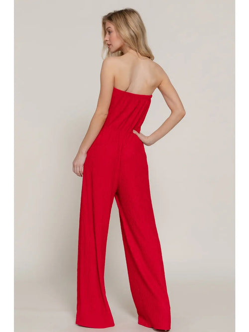 CRINKLE KNIT TUBE JUMPSUIT