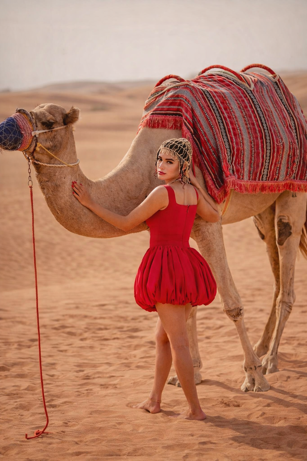 RED in the DESERT BUBBLE DRESS